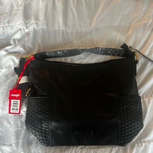 Wrangler Black Textured Shoulder Bag